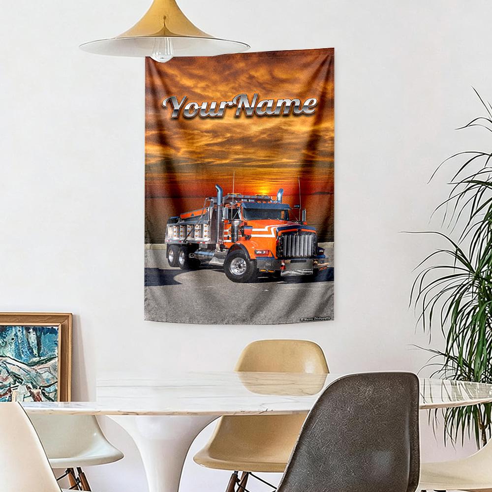 Kw Heavy Trucks Custom Your Name Wall Decor Tapestry Art For Pet Memorial Birthdaywedding Party Backdrop Family Gift