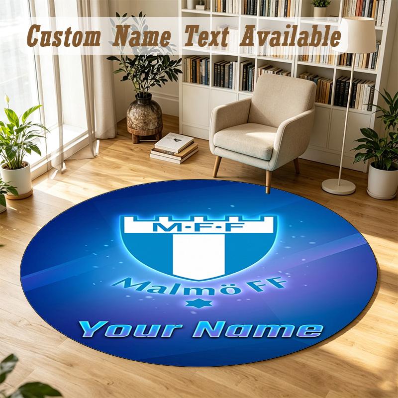 Round Rug Custom NameMalmö FF Pattern Non Slip Carpet Home Floor Decor