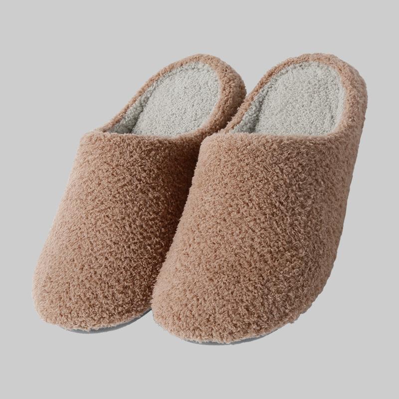 

Теплая обувь, Нескользящая, Водонепроницаемая, Домашние плюшевые хлопковые тапочки на толстой подошве 40-41 света кофе