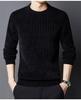 Mid-aged Men's Fleece-lined Warm Chenille Round Neck Base Layer Knitwear for Autumn/Winter