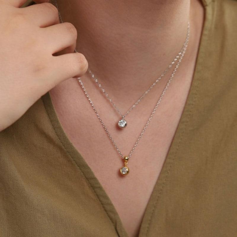 Ozel Drop Cubic Zirconia Ball Necklace PB112N