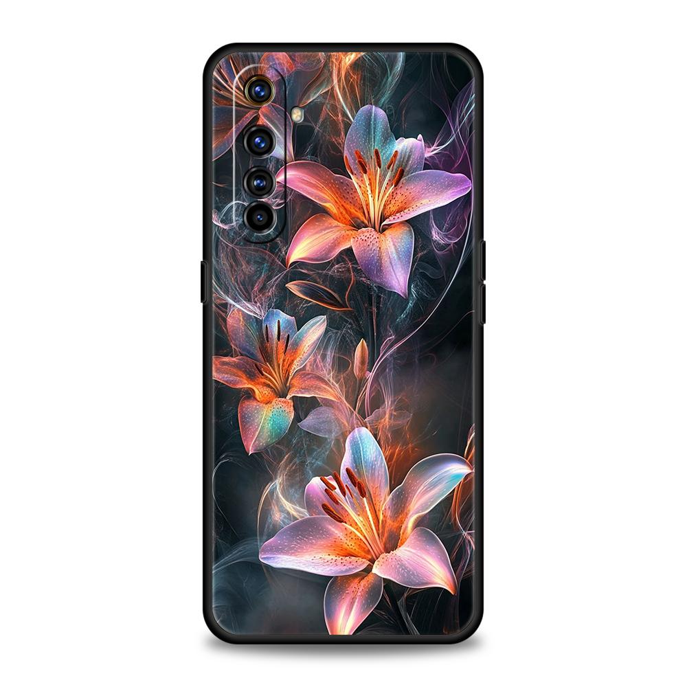 Realistic Lily Flower Print Soft TPU For Realme 12 11 10 9 Pro Plus GT2 GT3 GT5 7 8 Pro C21 C25 C35 Pro 5G Shockproof Phone Case