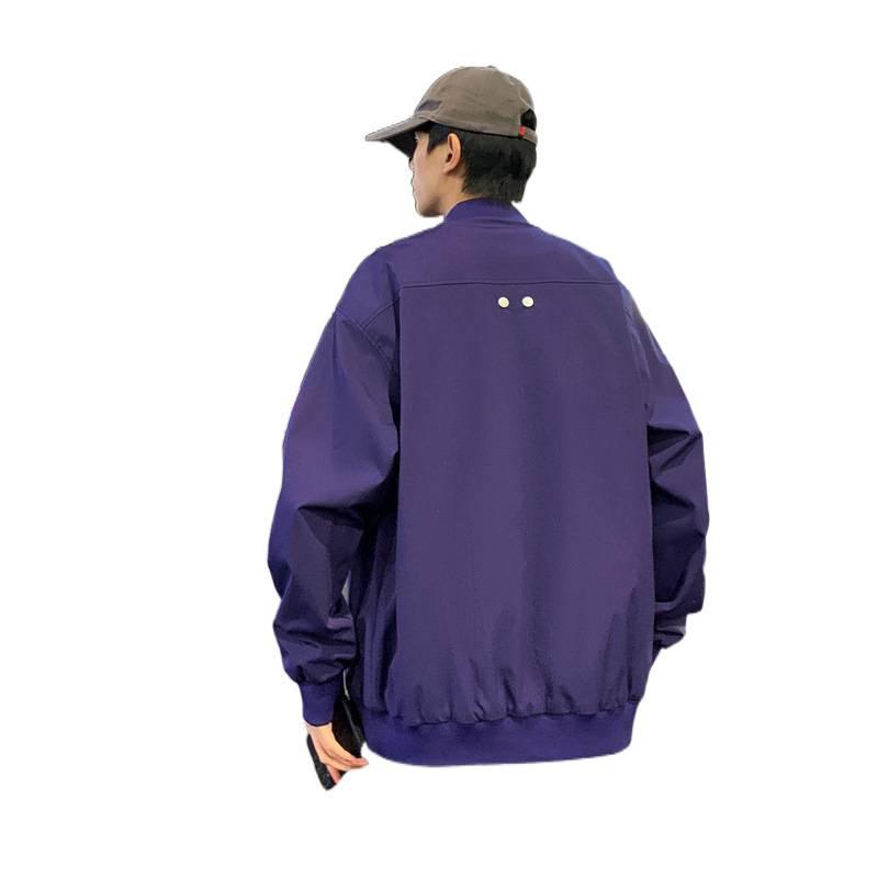 Autumn and Winter Loose Couple Multi-zip Baseball Collar Solid Color Waterproof Jacket