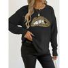 Women’s Leopard-Print Embroidered Sequinned Lips Statement Round-Neck Pullover