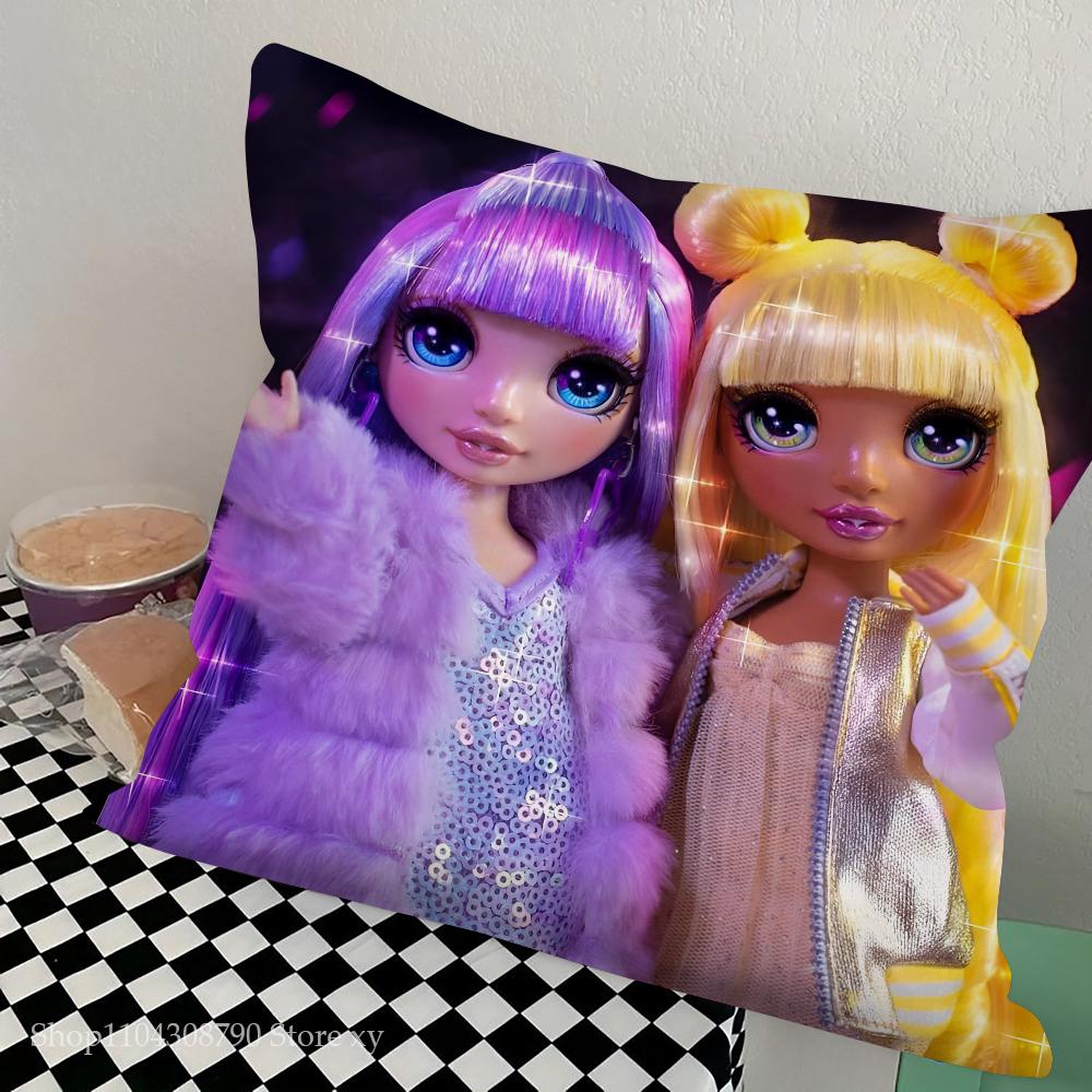 Anime Rainbow High Doll Pillow Case Fashion Square Pillowcase Bedroom Sofa Room Ins Decoration Leisure Cushion Cover 40x40