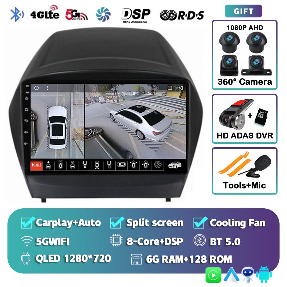 Android 14 Carplay Auto WIFI+4G Car Radio For Hyundai Tucson 2 LM IX35 2009-2015 Multimedia Video Player Navigation GPS DSP 2din