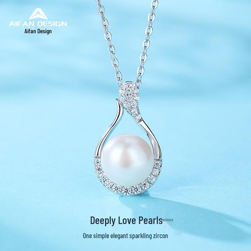 Korean Water Drop Freshwater Pearl Necklace for Women - Pure Silver S925 Pearl Pendant Clavicle Chain
