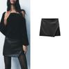 Spring New Arrival Small Hip-Wrapped A- Line Pu Simple Temperamental All-Match Imitation Leather Mid-Waist Culottes 5427401