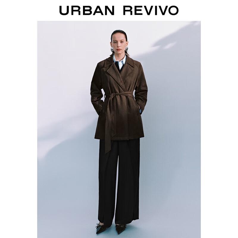 UR Women's Elegant Retro Lapel Belt Trench Coat