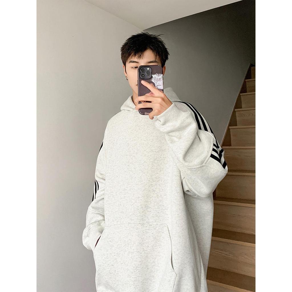 Men's Oversized Three Stripes Hoodie: Trendy Autumn Casual Wear
