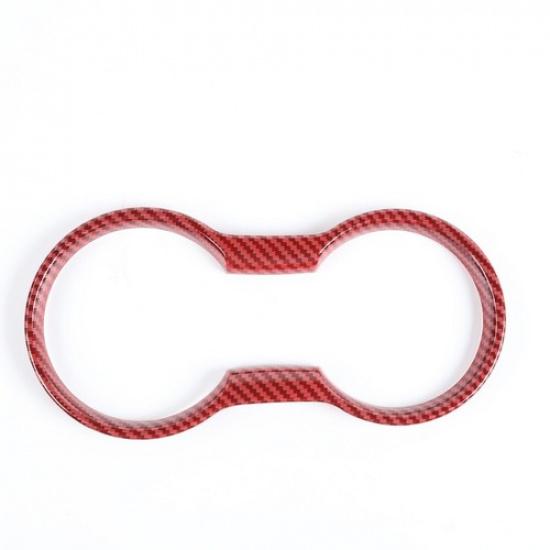 Interior Cup Holder Cover Frame Trim For Ford Mustang 2015+ Red Carbon Fiber