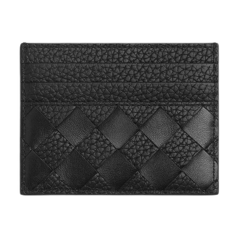 Bottega Veneta Intrecciato Woven Calfskin Card Holder Men accessories Black 795612V63U21000