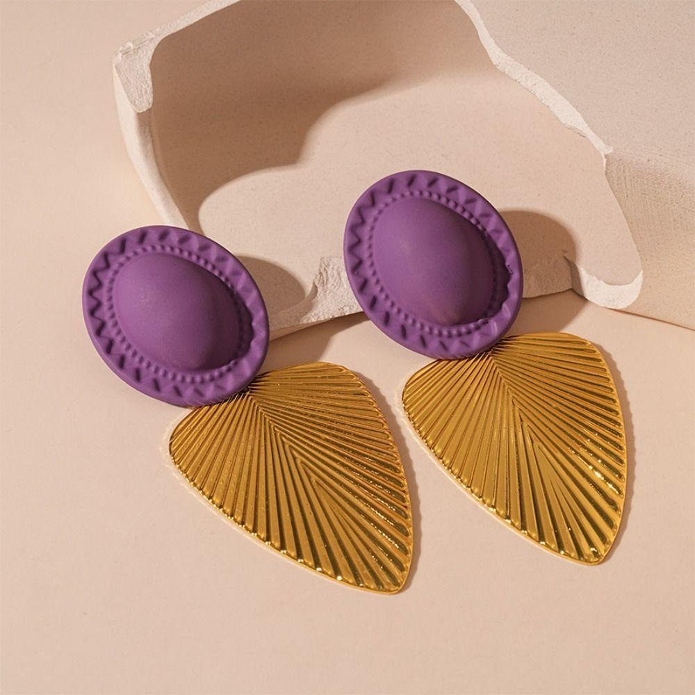 Textured Leaf Pendant Earrings Chic Exaggerated Earrings Fashion Vintage Drop Earrings Wedding