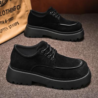 Lässige Schnür-Wildlederschuhe Herren Dicke Sohle Velours Loafer Markendesign Runde Zehenpartie Plateau In Schwarz Braun Rutschfeste Schuhe