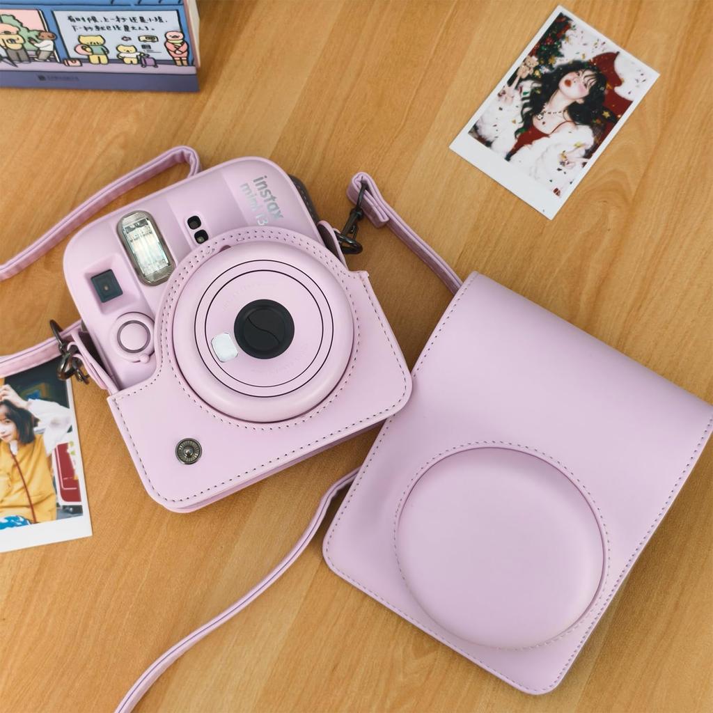 WDMART Camera Case for Fujifilm Instax Mini Shockproof Protective Cover with Adjustable and Detachable Shoulder Metal Snap Plain for Daily Travel and