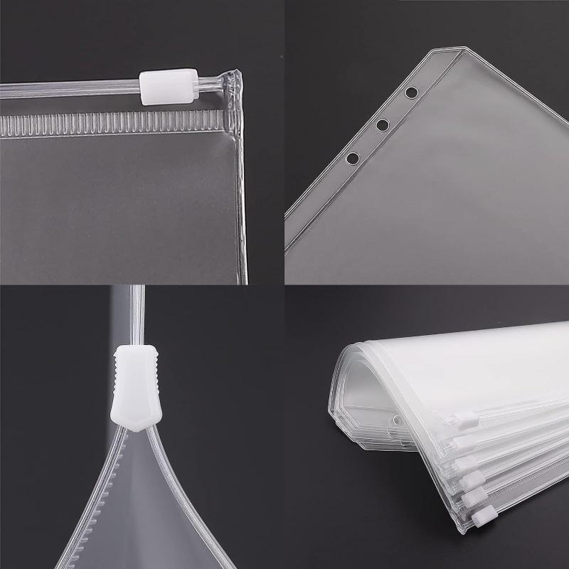 8PCS PVC Binder Pocket Cash Envelopes A5 A6 A7 Zipper Folders Pouches Money Organizer Budget Document Filing Loose Leaf Inserts
