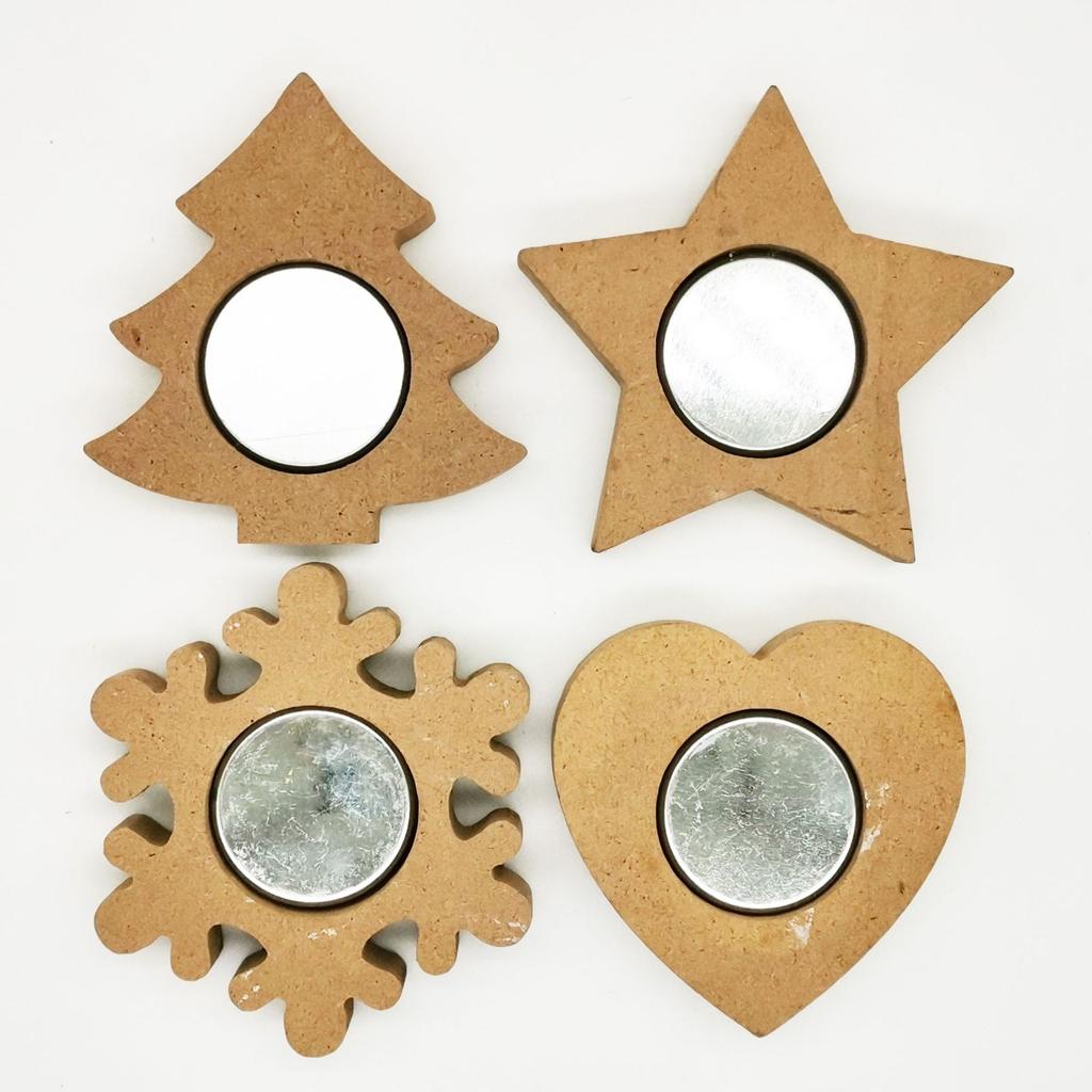Wooden Xmas Snowflake Candlestick New Year Star Tree Shaped Candle Holder Noel Natal Christmas Decoration for Home Table Desktop