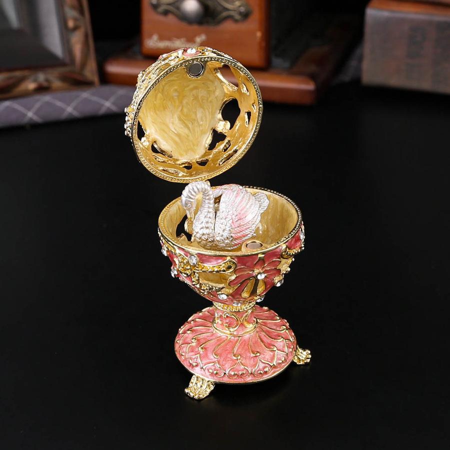 Castle egg-shaped jewelry box, ring stud earrings, storage box ornament, enamel color craftsmanship, dust-proof flip cover