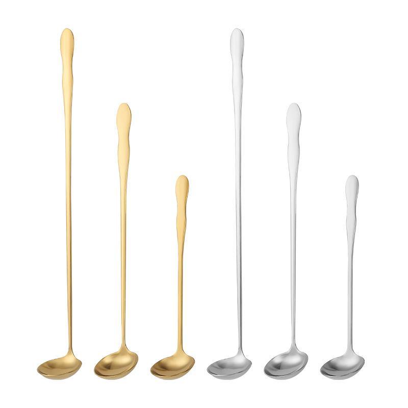 Stainless Steel Long Handle Teaspoon For Cocktails, Ice Coffee, And Tea - Mixing Spoon With Easy Grip Handle