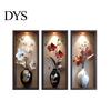 Easy Install Wall Sticker 3 Pcs 3D Vase Stickers Vintage Flower Art Space Extension Self-Adhesive Colorful Floral Blossom Decals for Bedroom