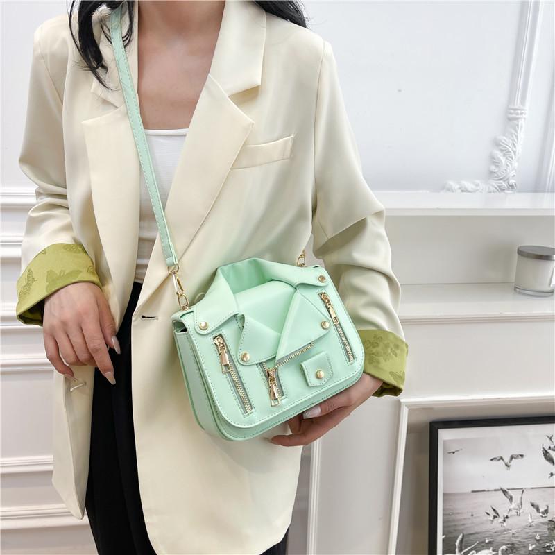 Personalized Rivet Leather Jacket Bag 2025 New Korean Version Fashion Candy Color Foreign Style Women's Shoulder Small Square Bag Pu