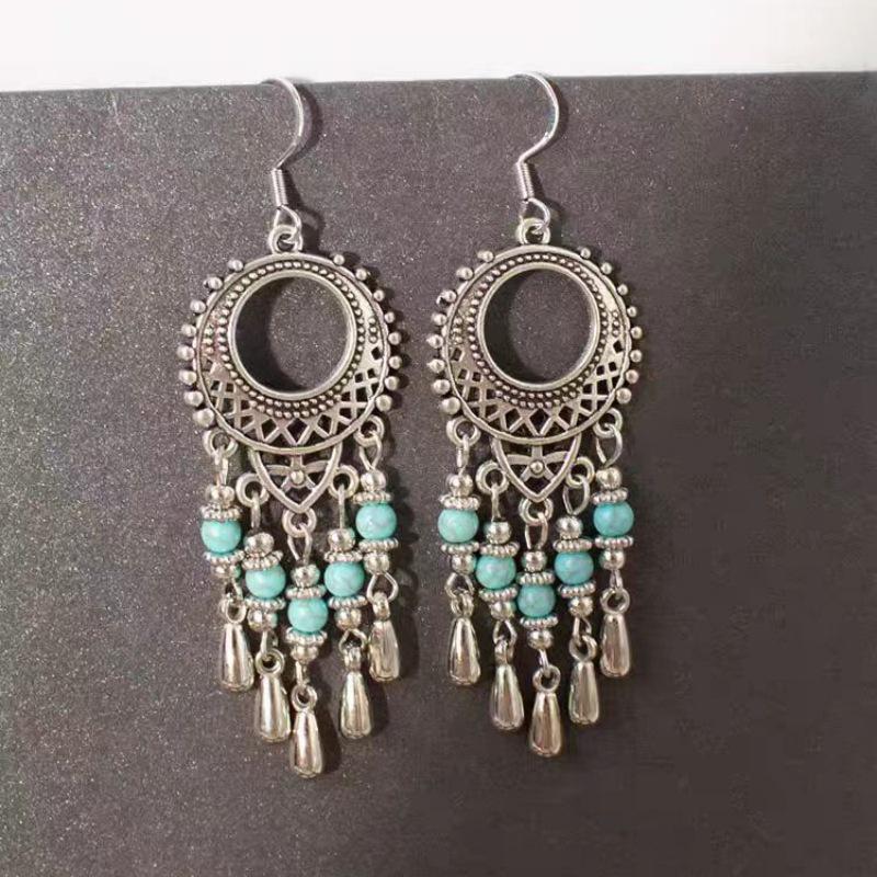 Bohemian Ethnic Teardrop Earrings: Retro, Fashionable & Versatile for Travel and Streetwear