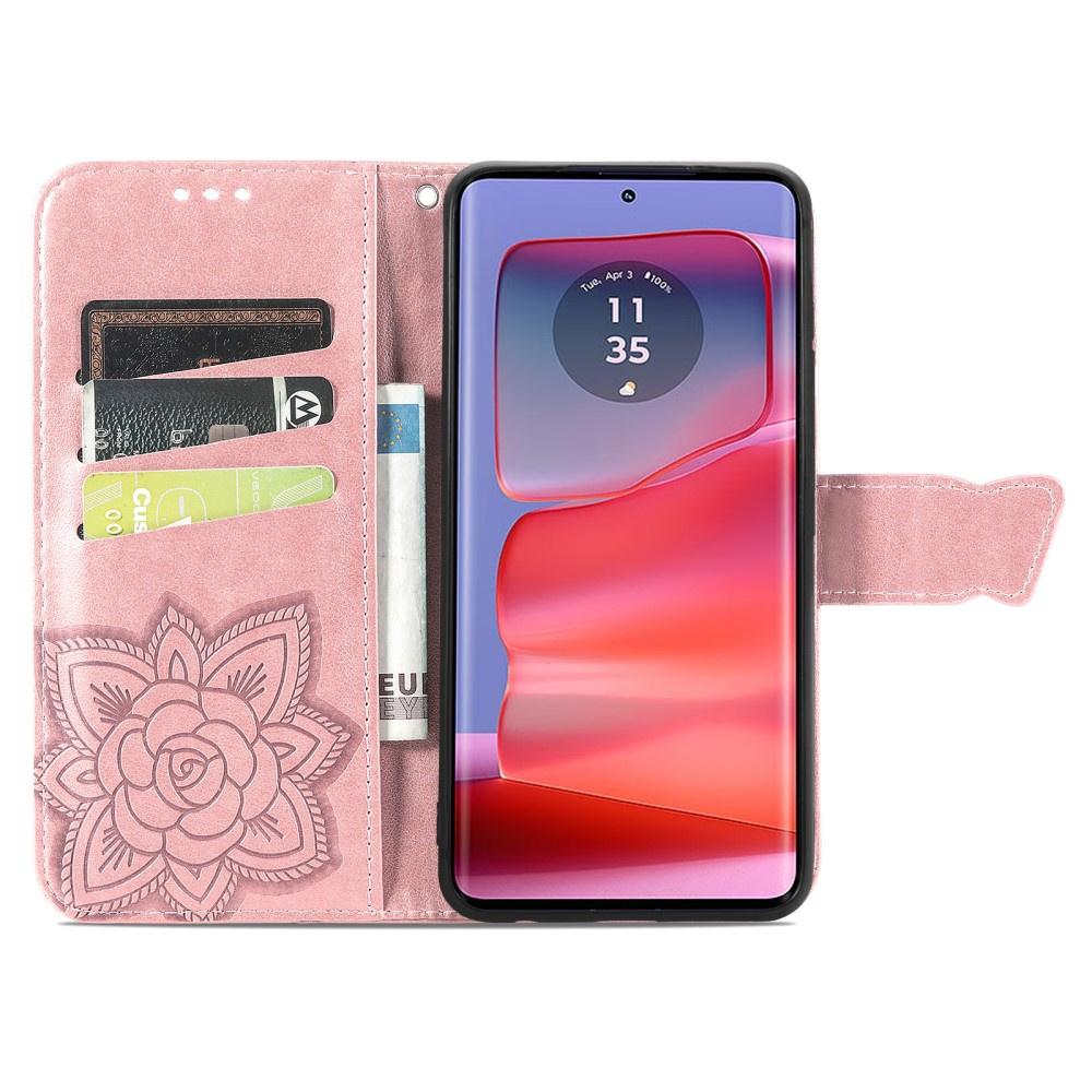 Flip Case for Motorola Edge 50 Ultra, Butterfly, Rose Gold