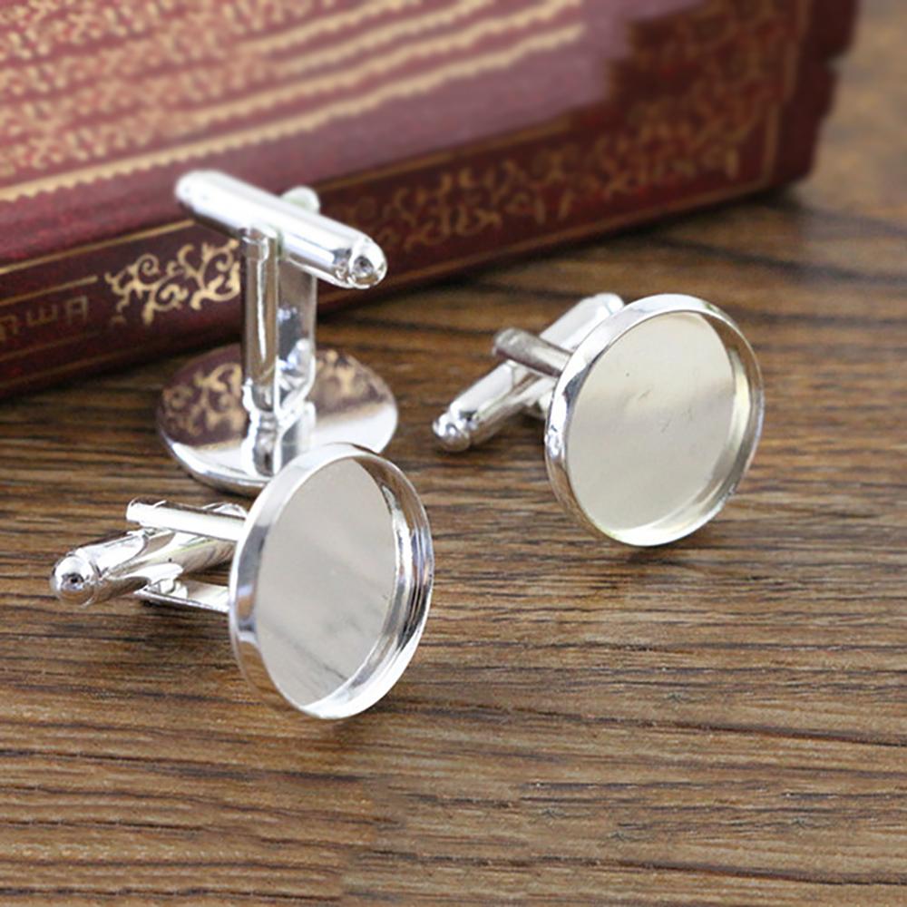 10pcs/ lot 10mm,12mm,14mm,16mm,18mm,20mm, Bright Silver Plated Copper Cufflink Base Cuff Link Settings Cabochon Cameo Base