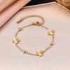18K Gold Stainless Steel Five-Petal Zircon Flower Jewelry Set for Women (Bracelet, Necklace, Earrings)