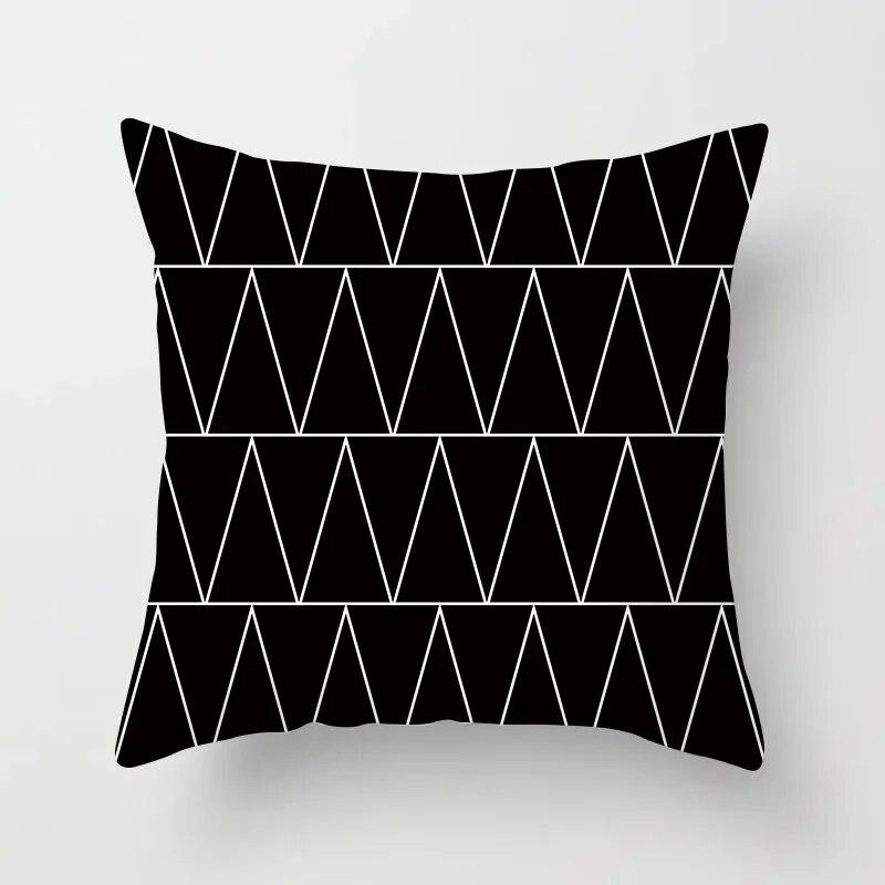 45x45cm Simple Fashion Black and White Geometric Stripe Printed Pillowcase Polyester Sofa Seat Cushion Cover Modern Home Decor