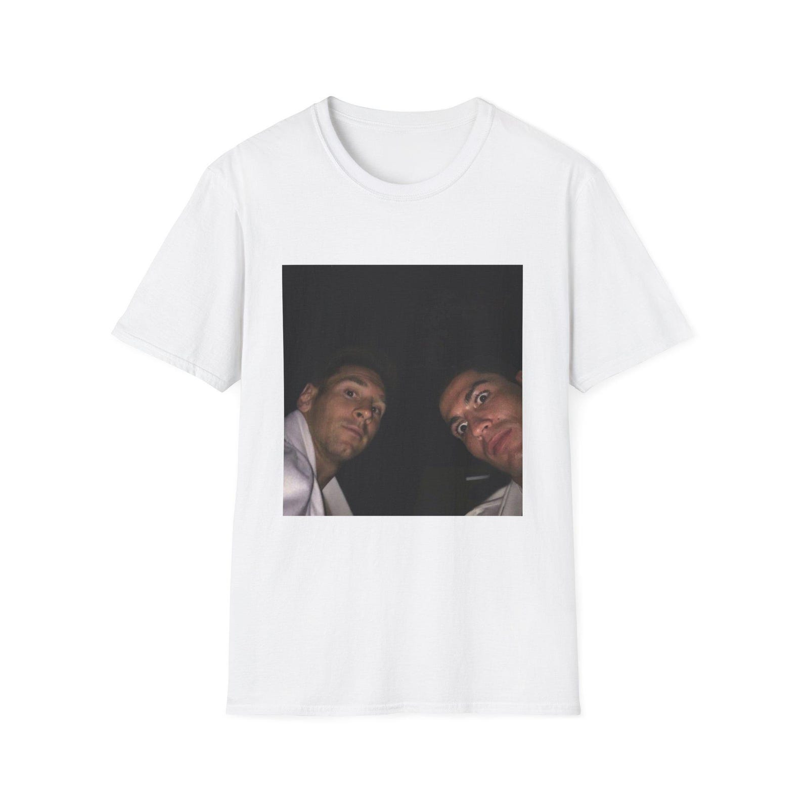 Ronaldo and Messi Funny Selfie Tee | Soccer Player Caricature T-Shirt 3XL