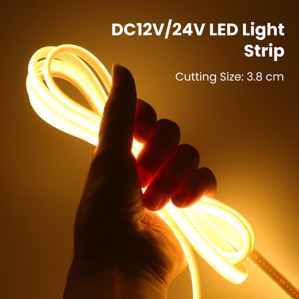12V 24V COB LED Streifen Flexibles Neonlicht IP67 Wasserdichtes LED Band 320 LEDs Dichte Lineares Licht mit Klebeband
