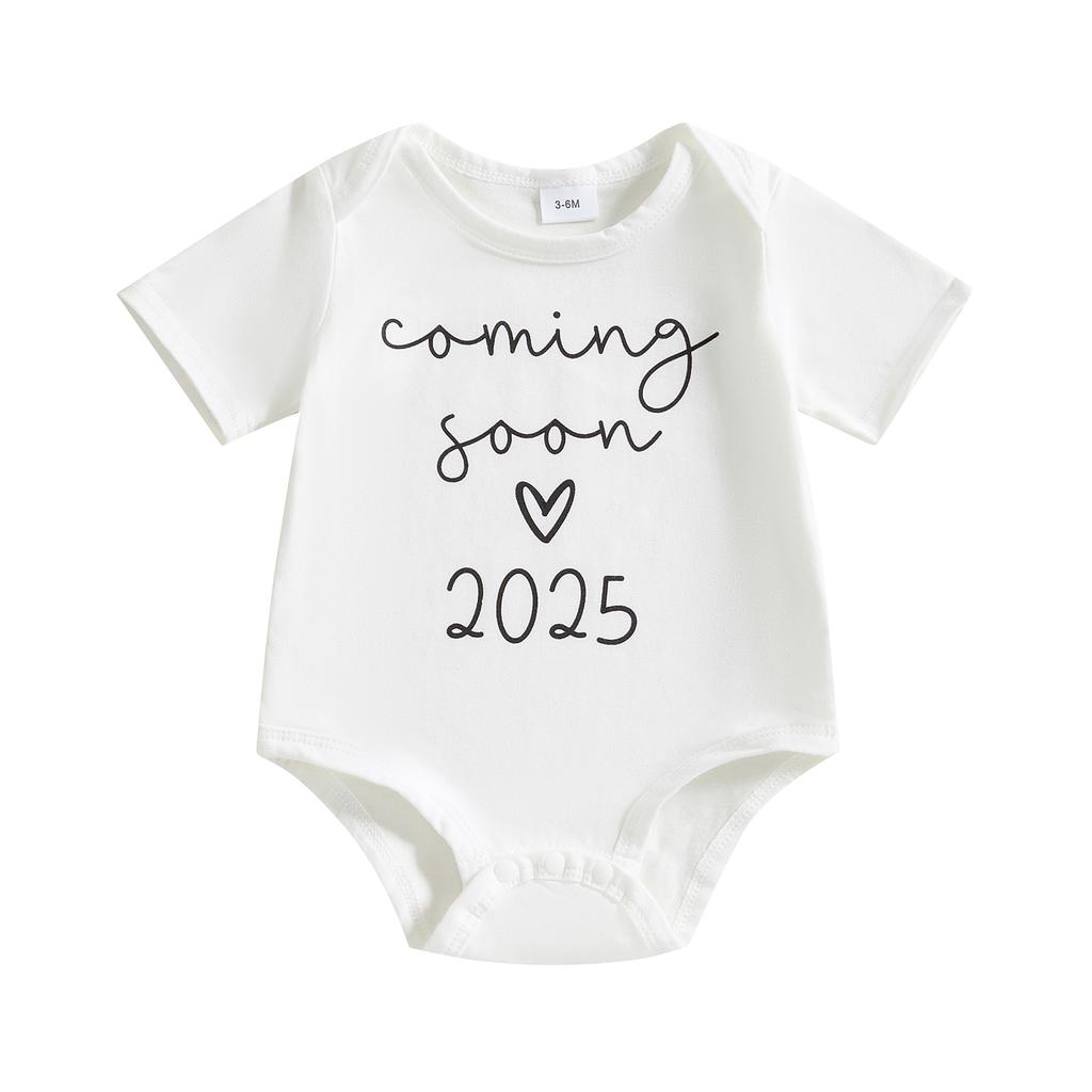 Newborn Baby Boy Girl Romper Letter Number Print Round Neck Short Sleeve Bodysuit Summer Clothes