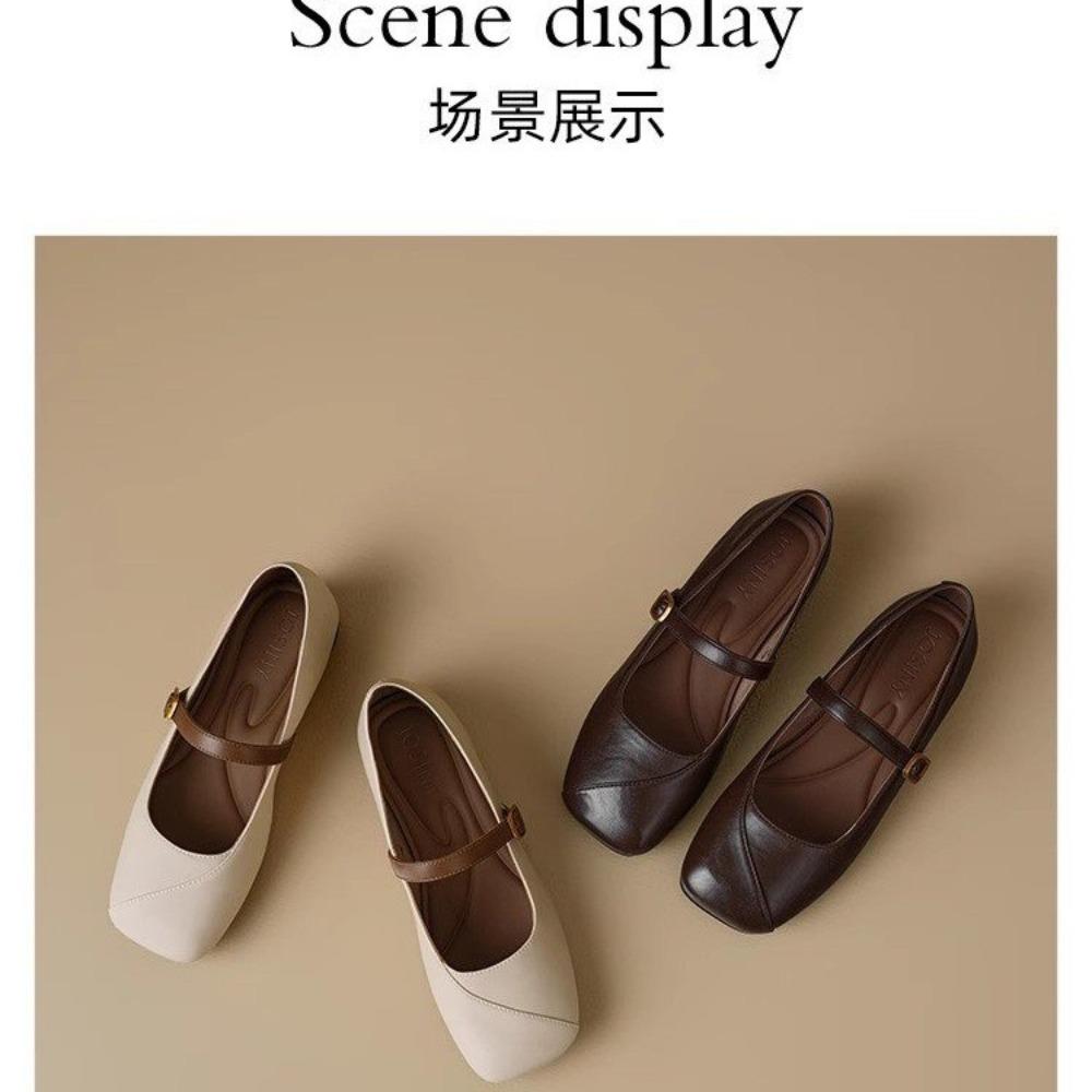 2025 Vår Nya Retro Kvinnor Platta Ballerinaskor Mode Sneakers Fyrkantig Tå Damer Casual Mary Jane Slingback Skor Designerskor