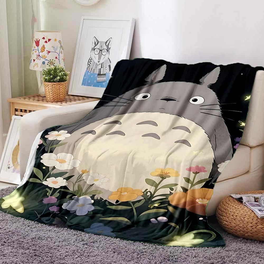 1pc Totoro Friends Forest Flannel Blanket,Ultra Soft Warm Plush Throw for Home Bedroom Bed Sofa Cover Camping Picnic Gift Y7171
