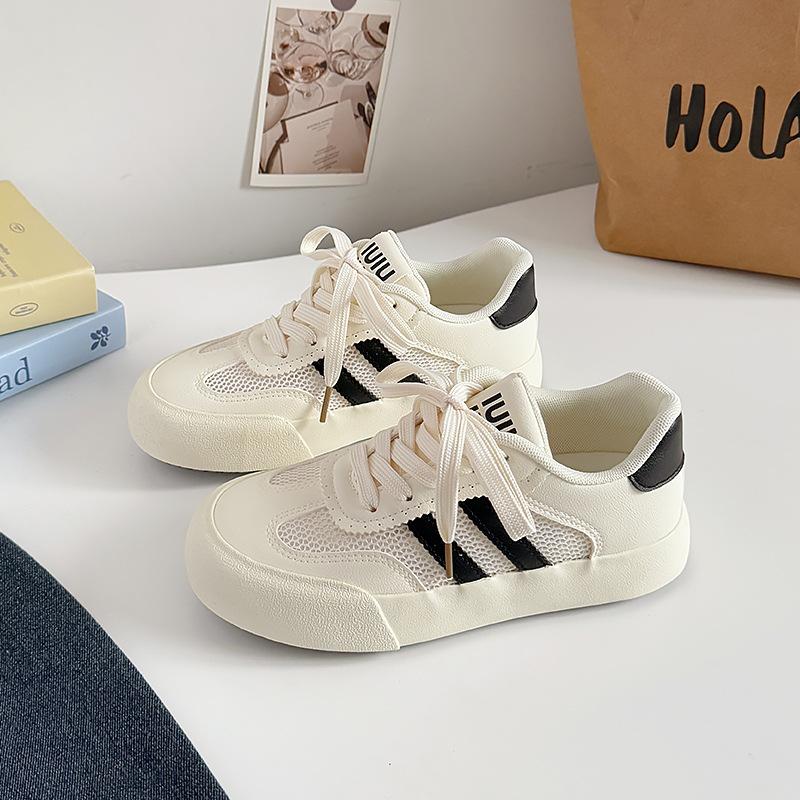 

Fashion Autumn Women Shoes 2025 New Fashion Vintage Breathable Casual Sports Board Shoes Thick Bottom White Outdoor Leisure Shoes 35 бежевый