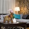 Elephant Shape Resin Ornament Wood Grain European Style Home TV Cabinet Craft Decoration Gold S