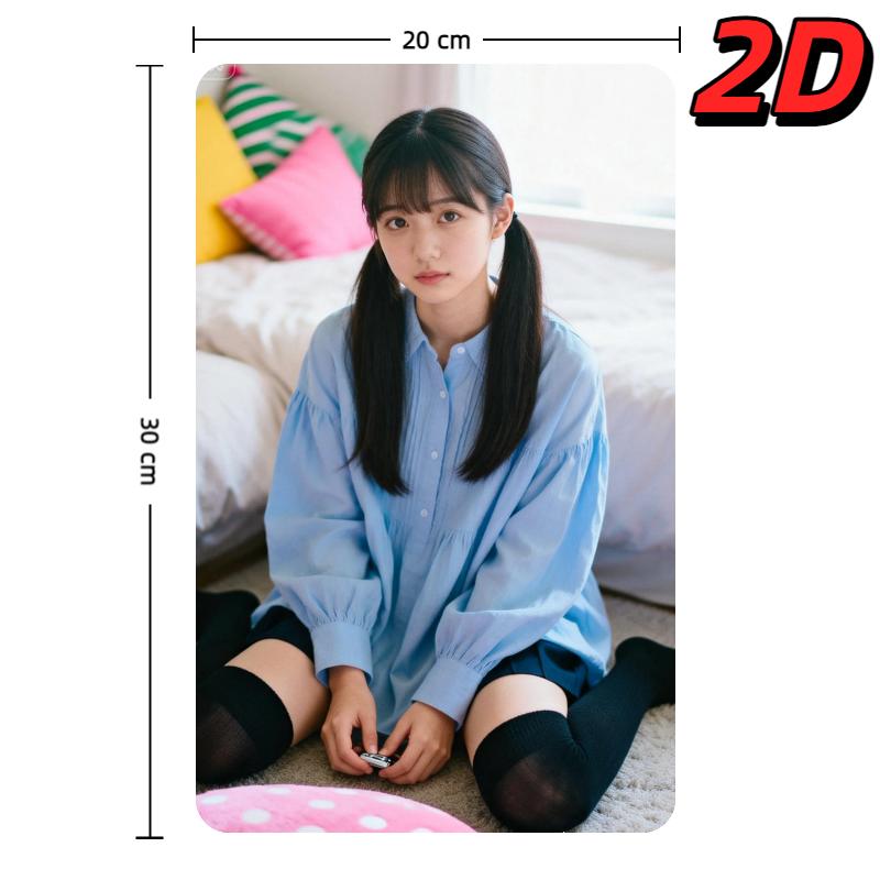 

D TwinTail Blue Shirt Beauty Metal Tin Sign Cute Wall Art for Home Bedroom Decor Ideal Gentlemens Gift 20x30cm