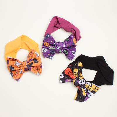 New Halloween Day Children's Headband, Pumpkin Head Printed Bow Baby Hair Accessories, Baby Headscarf