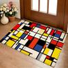 Tappetino Geometrico Astratto Stampa Mondrian Morbido Spesso Antiscivolo in Flanella Calda per Soggiorno Camera da Letto Cucina Tappeti Decorativi