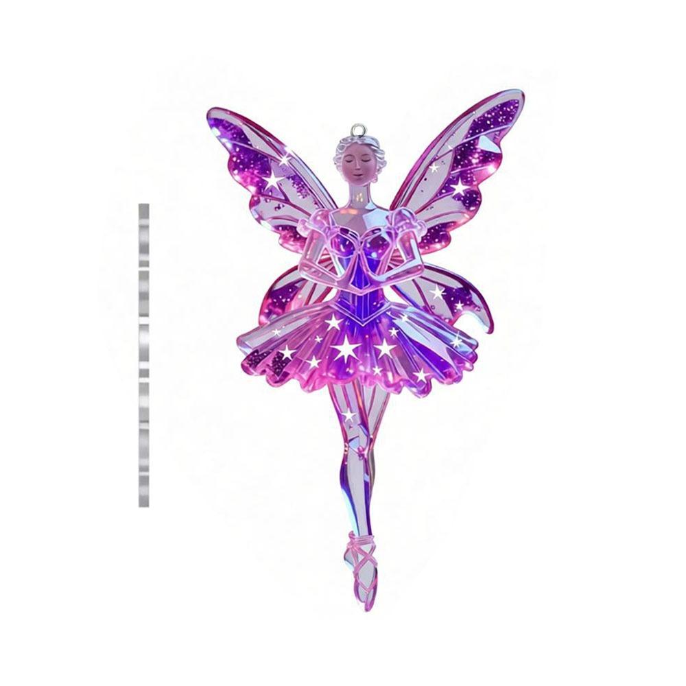 New 2D Flat Christmas Hanging Pendant Ballerina Shining Xmas Tree Hanging Ornament Simulation Acrylic Keychain Bag Charms