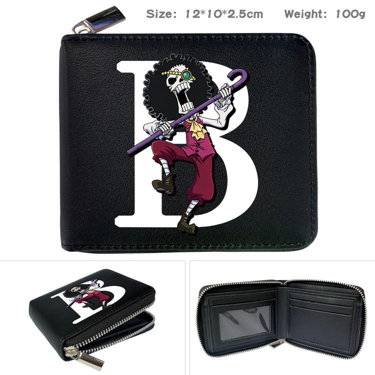 One Piece Anime Reißverschluss PU Geldbörse Luffy Aufdruck Kurzes Münzfach Kartenhalter