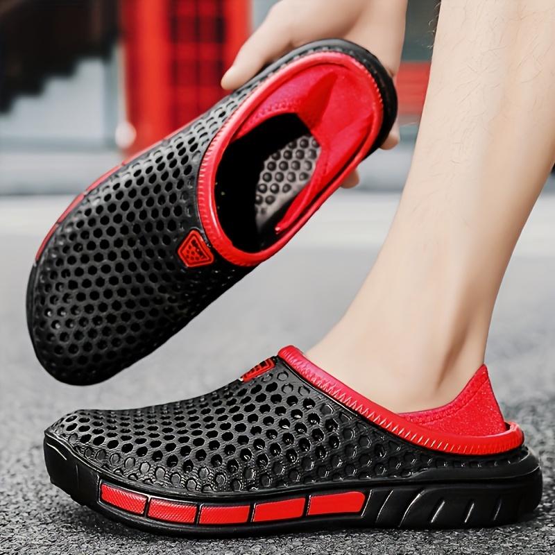 

Men s and Women s Summer Sandals Clogs Casual Round Toe Slip on Outdoor Geometric Pattern Anti-slip Beach Hole Shoes Plus 46 47 39 чёрный