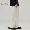 Men Pants Solid Color Straight Wide Leg Retro Style Pants with Pockets Zippered Trousers for Daily Home Streetwear Sports