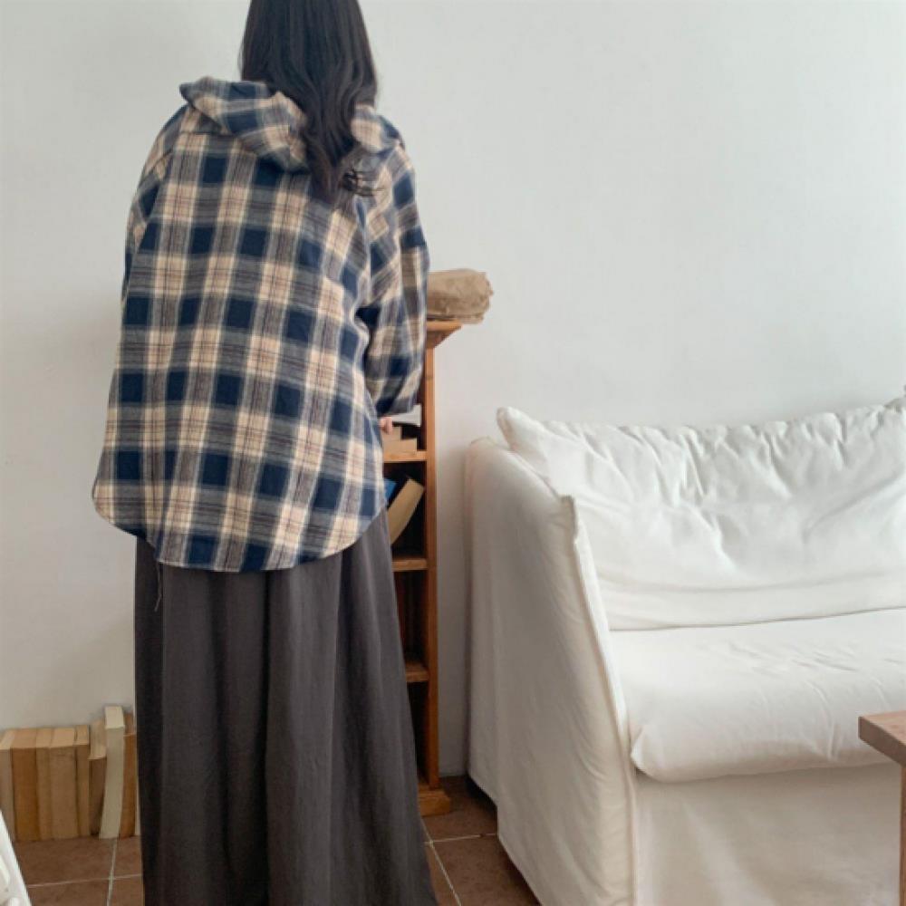 New ArrivalS Open Run Women S Check Pattern Soft Hooded Long Sleeve Shirt