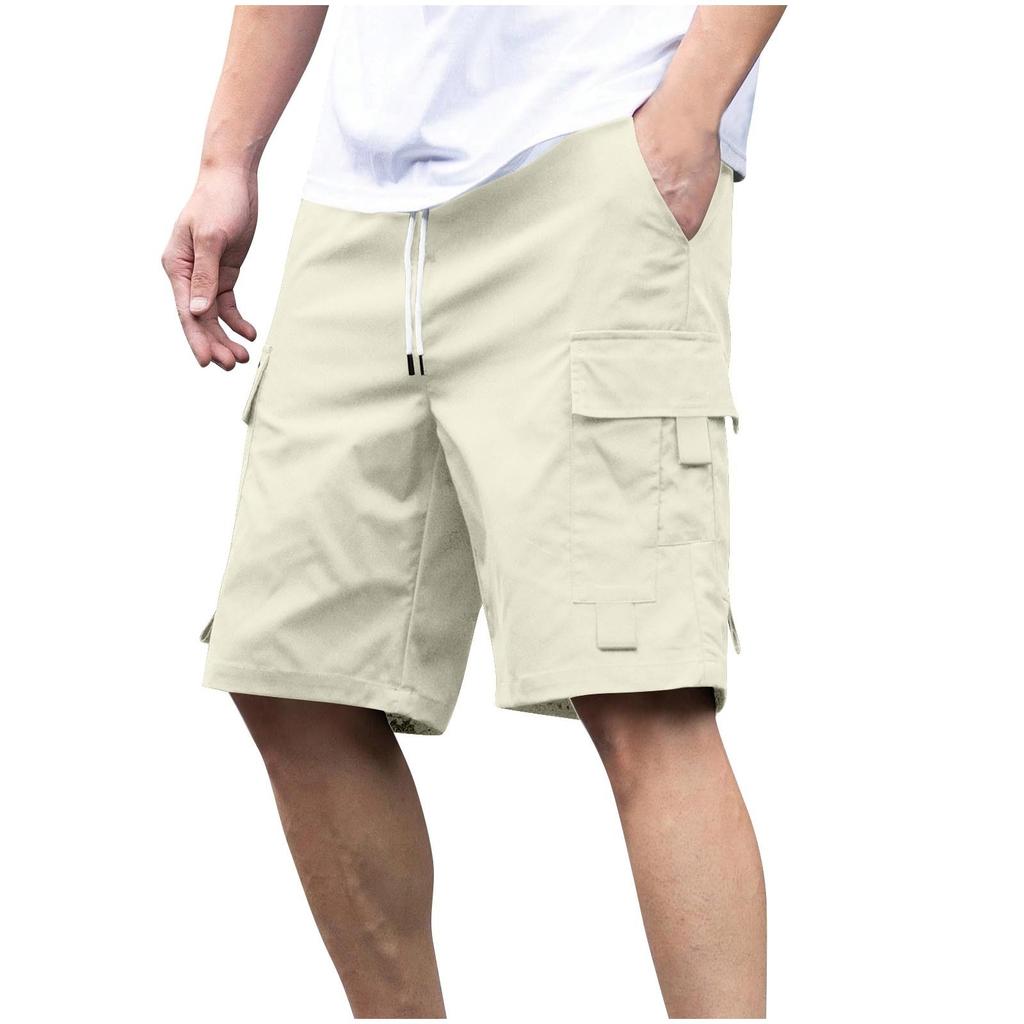 Men's Summer Solid Color Casual Zippered Multi-Pocket Sports Quick-Drying Breathable Shorts
