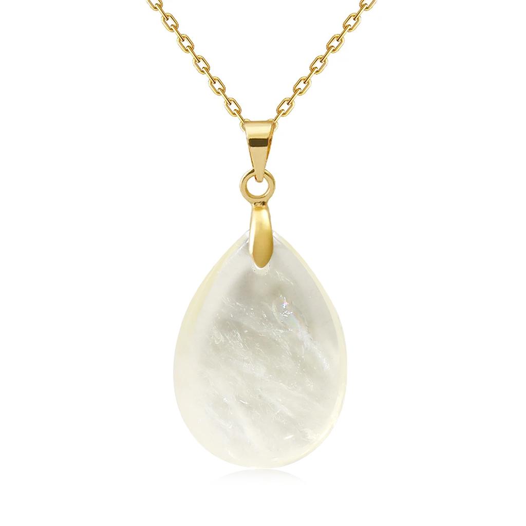 New Fashion Natural Stone Crystal Pendant Teardrop Simple Pendant Necklace Earrings Making Jewelry With Chain Collar