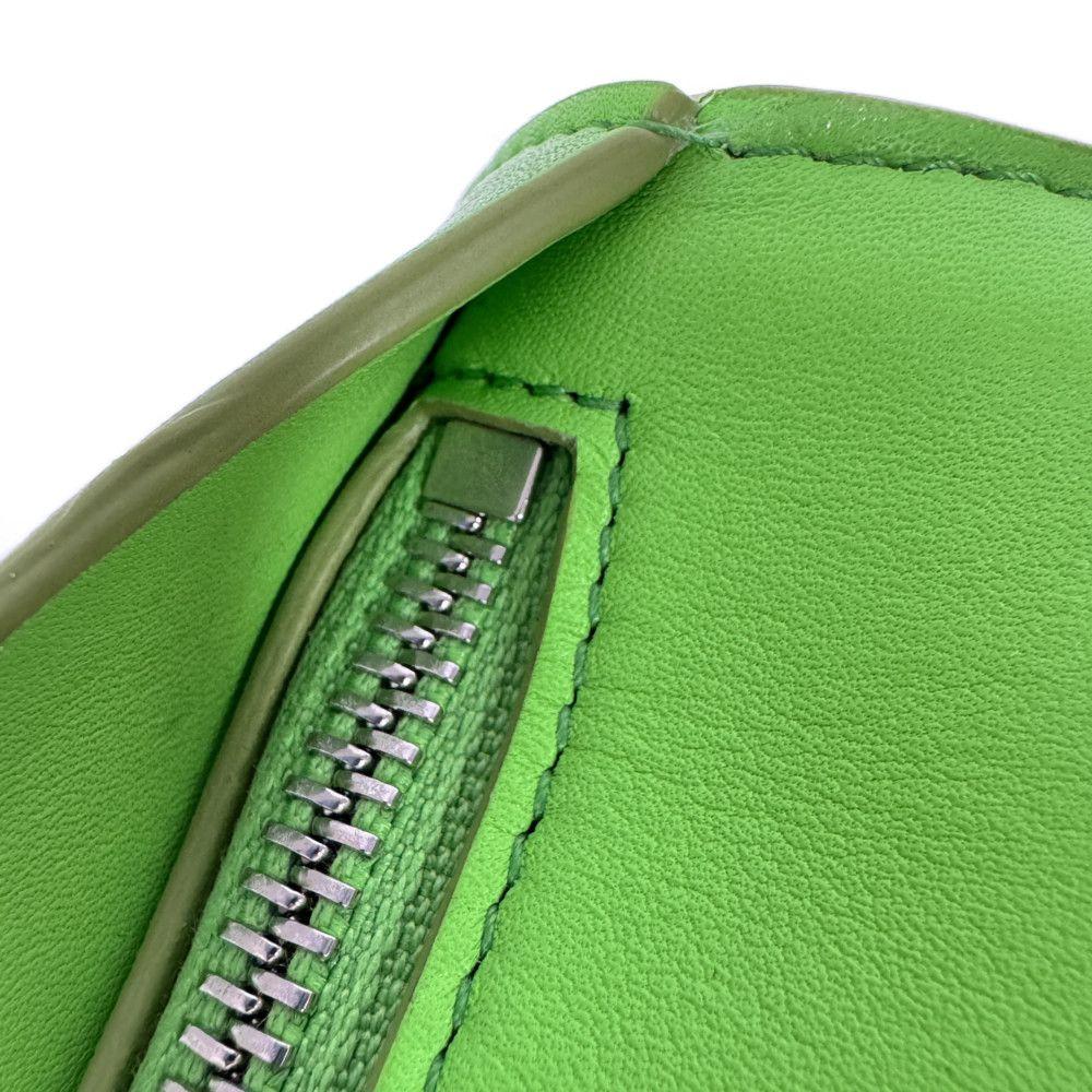 Used 9896 Logo Embossed Pouch 241390 7931, Foil Stamped, Light Green, Strap, Excellent Condition, New Logo, Lime,