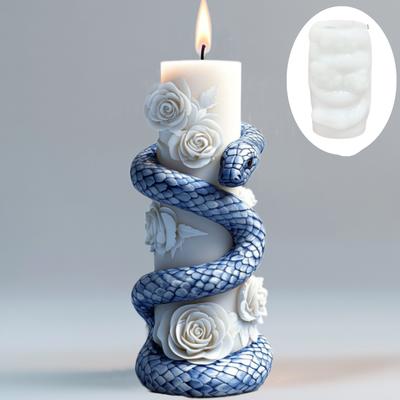 DIY Rotační reliéf hada válcová svíčka silikonová forma Květinová spirála reliéf hada pryskyřičná forma Růže had cement sádra formy