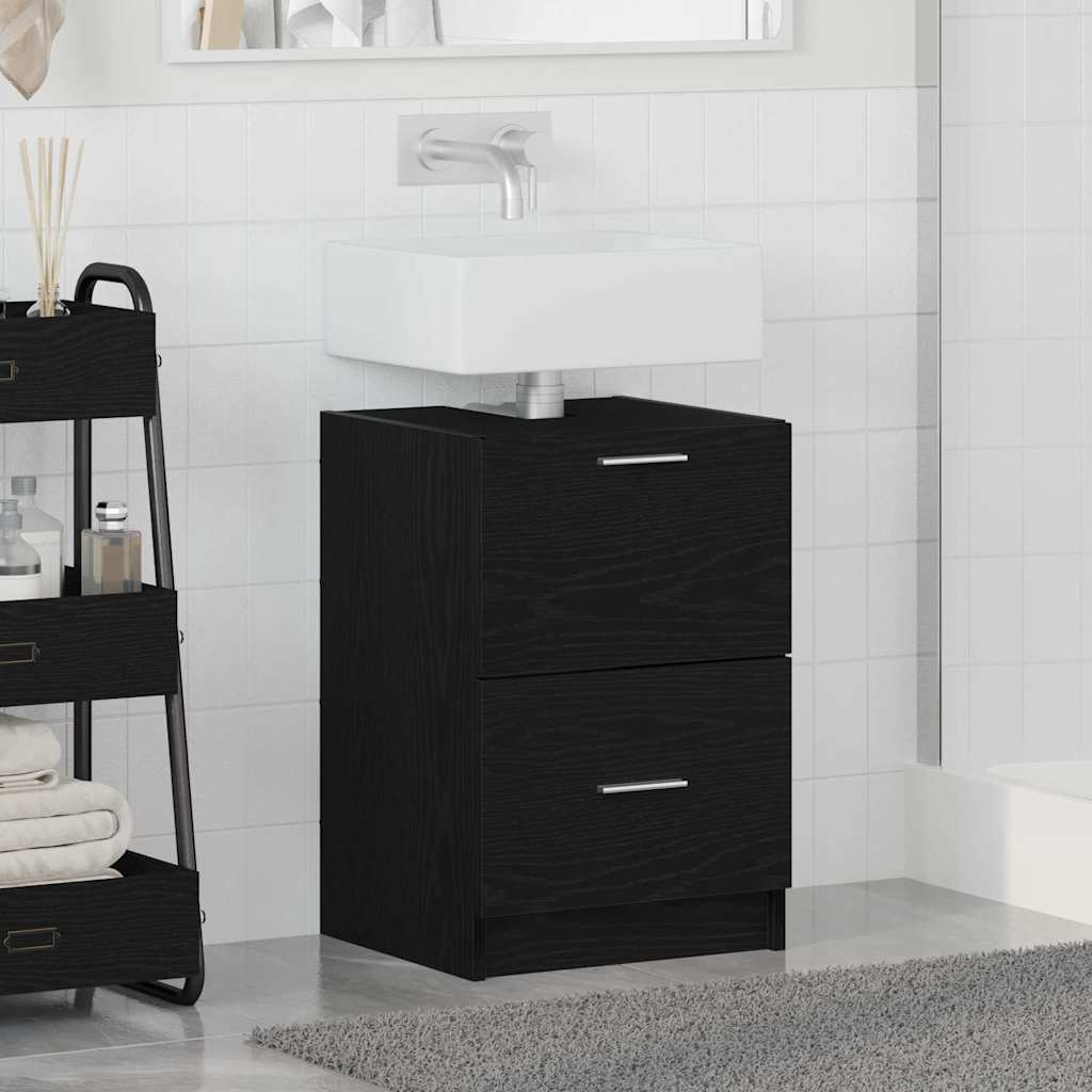 Bathroom Cabinet with Door Black Oak Effect 40 x 37 x 59 cm